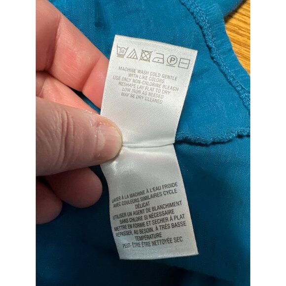 Little Yellow Button Anthropologie Henley Top Teal Blue Calantha Pocket Size S - Picture 12 of 13